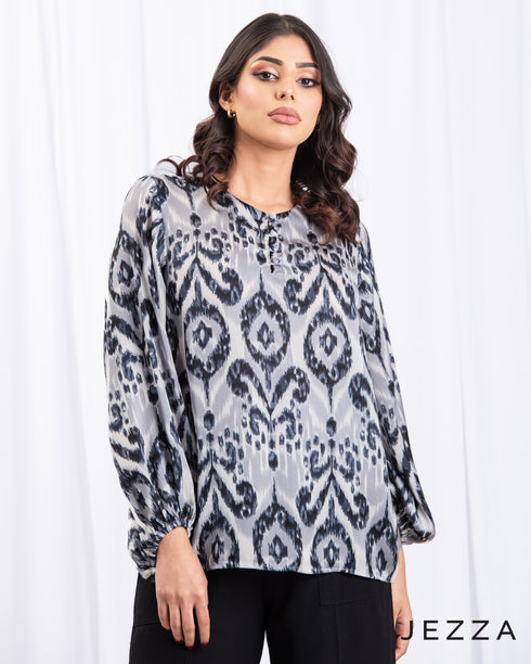 Crinkled Chiffon Hip-Length Top 65551